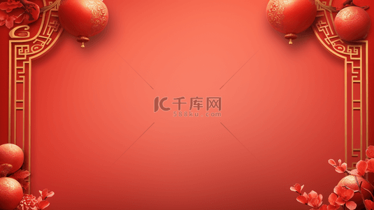 传统红色边框背景图片_喜庆中国红简约质感背景4