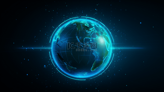 科技感地球光效背景图片_蓝色科技感地球背景10