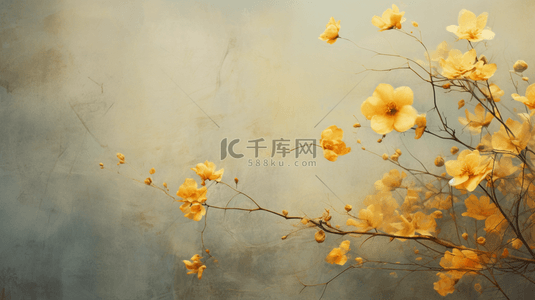 黄色背景花朵背景图片_黄色富贵花朵简约纹理质感背景17