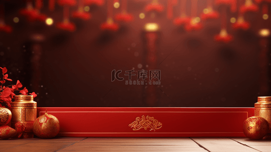 传统红色边框背景图片_喜庆中国红简约质感背景13
