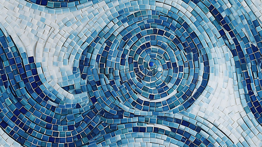 海蓝色和白色马赛克瓷砖背景17