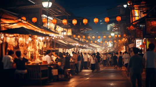 小吃夜市摄影照片_热闹的夜市景象摄影