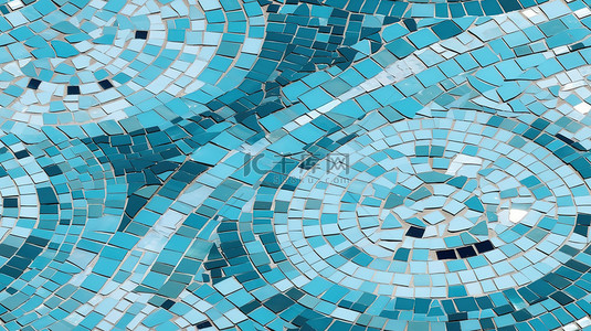 海蓝色和白色马赛克瓷砖背景3