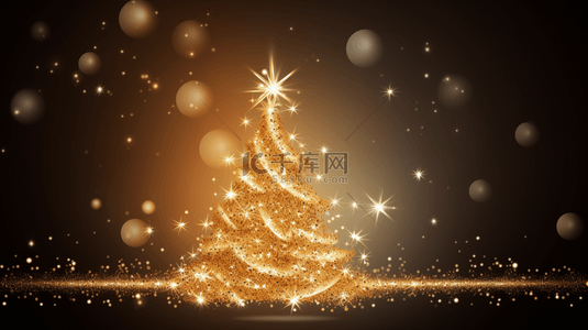 神奇的金色闪光为欢乐的圣诞节庆典。