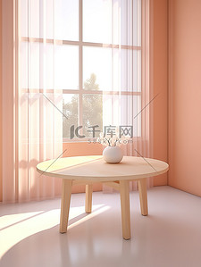 浅粉色房间简约桌子阳光光影12