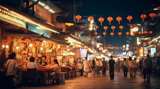 热闹的夜市景象摄影