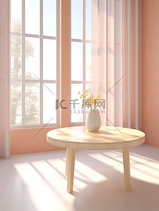 桌子背景图片_浅粉色房间简约桌子阳光光影20