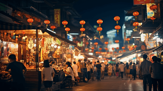 五一热闹摄影照片_热闹的夜市景象摄影