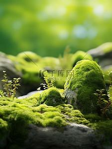 苔藓覆盖地面绿草背景8