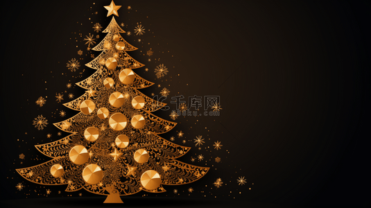闪耀的圣诞树金色粒子背景
