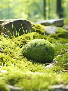 绿草清新背景图片_苔藓覆盖地面绿草背景3