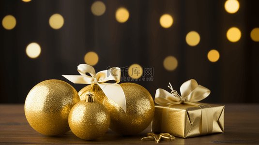 圣诞节前夜背景图片_带有金色星星彩纸屑的装饰性新年背景