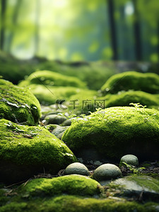 绿色小草背景图片_苔藓覆盖地面绿草背景14