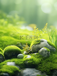 绿色绿草背景图片_苔藓覆盖地面绿草背景1