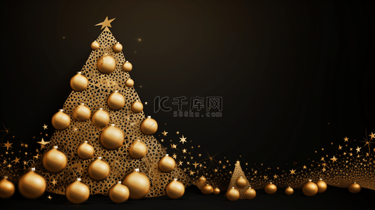 闪耀的圣诞树金色粒子背景