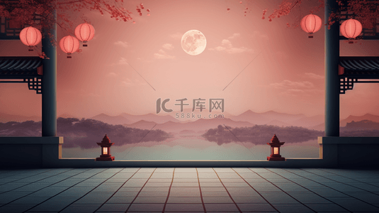 中秋节赏月中国风背景16