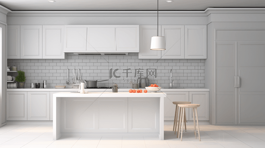 白色简约现代化装修厨房背景1