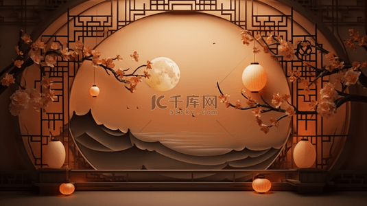 中秋节赏月中国风背景22