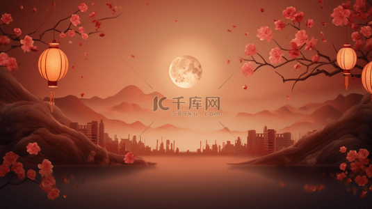 中秋节赏月中国风背景5