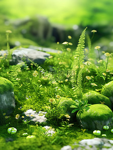 绿色绿草背景图片_苔藓覆盖地面绿草背景18