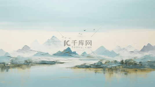 油画质感青山绿水纹理背景10