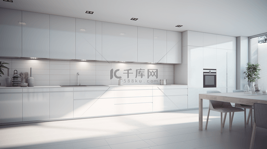 白色简约现代化装修厨房背景4