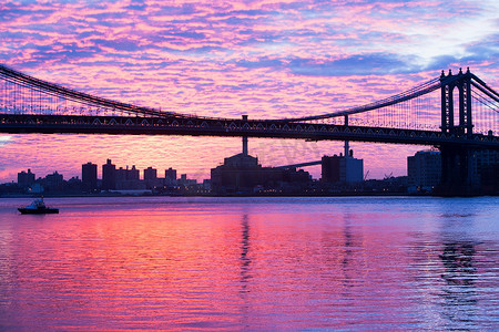 黄昏的曼哈顿大桥纽约美国