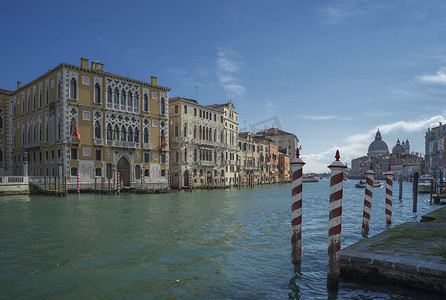 威尼斯码头和大运河的景色威尼托意大利