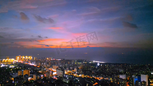世纪大桥摄影照片_高清航拍海南城市风光夜景10