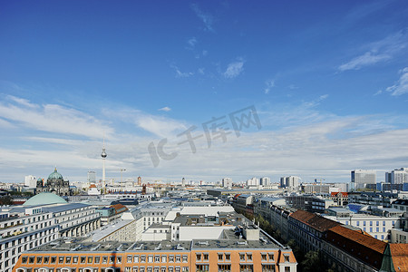 德国柏林摄影照片_德国柏林德国国会大厦和柏林芬塞图姆的高架城市景观