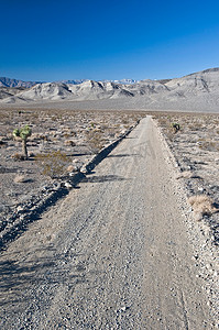 美国加州死亡谷国家公园里空荡荡的沙漠公路