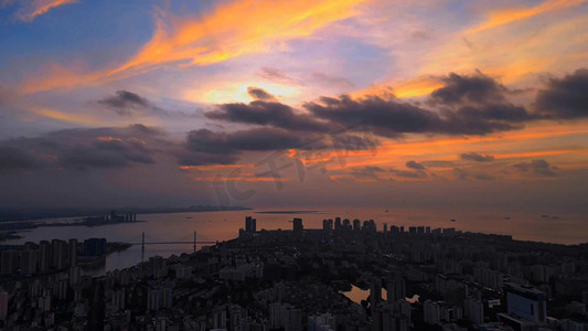 海南宣传摄影照片_高清航拍海南城市风光夜景10