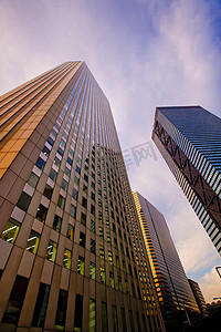 东京视频摄影照片_城市摩天大楼的低角视角