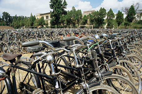 自行车排成一排