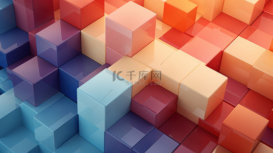 几何正方形方块拼接彩色背景4