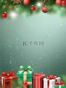 雪花装饰背景图片_圣诞节日装饰绿色背景14