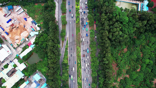 航拍塞车堵车的道路车流