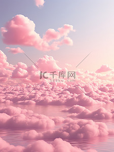 晚霞背景图片_蓬松的粉红色晚霞云朵9