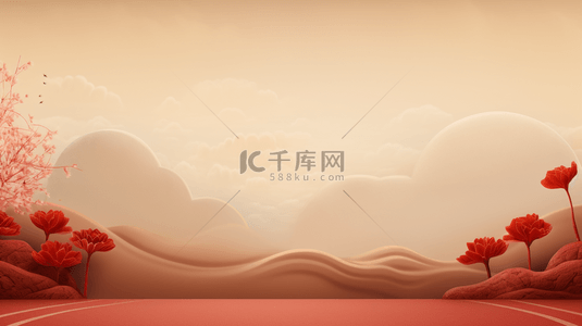 展示墙背景图片_古风C4D迎春节电商背景12