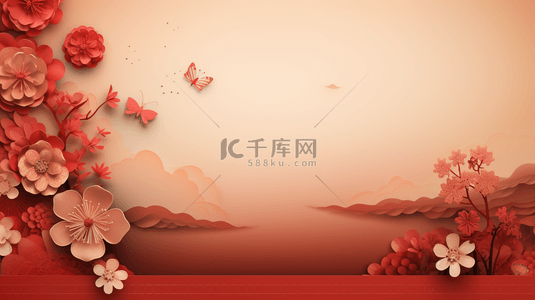 红色中国风春节喜庆简约纹理背景11