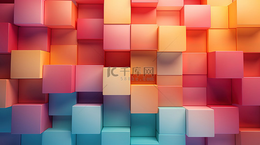 几何正方形方块拼接彩色背景6