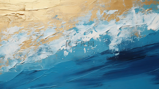 金色和海蓝色波浪漩涡油画质感背景11