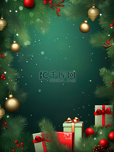 绿色礼物背景图片_圣诞节日装饰绿色背景11