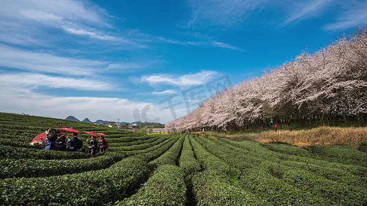 春季晨间山野航拍春季天空