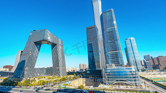 建筑商务摄影照片_移动大气北京国贸核心区商务建筑