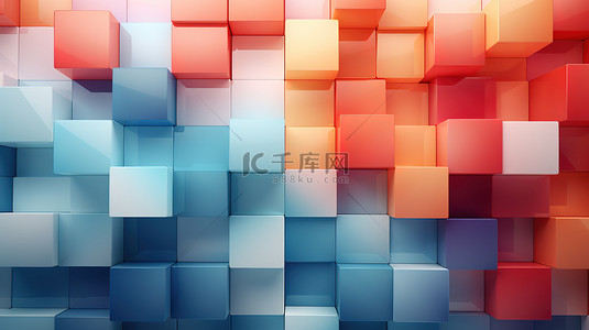 几何正方形方块拼接彩色背景13