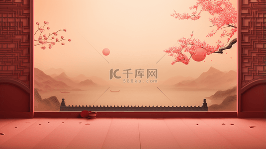 红色中国风春节喜庆简约纹理背景19