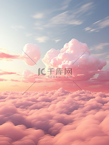晚霞背景图片_蓬松的粉红色晚霞云朵12