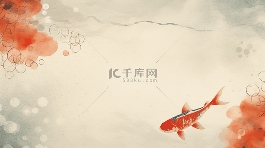 中国风鱼背景背景图片_手绘中国风水中锦鲤背景11