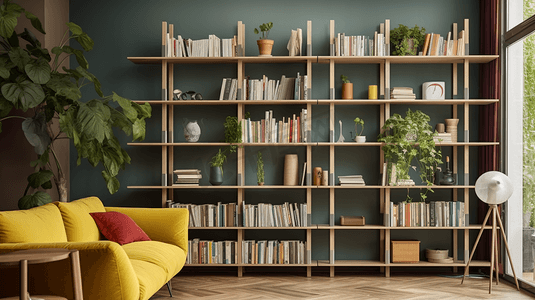 客厅放置书籍的书架
